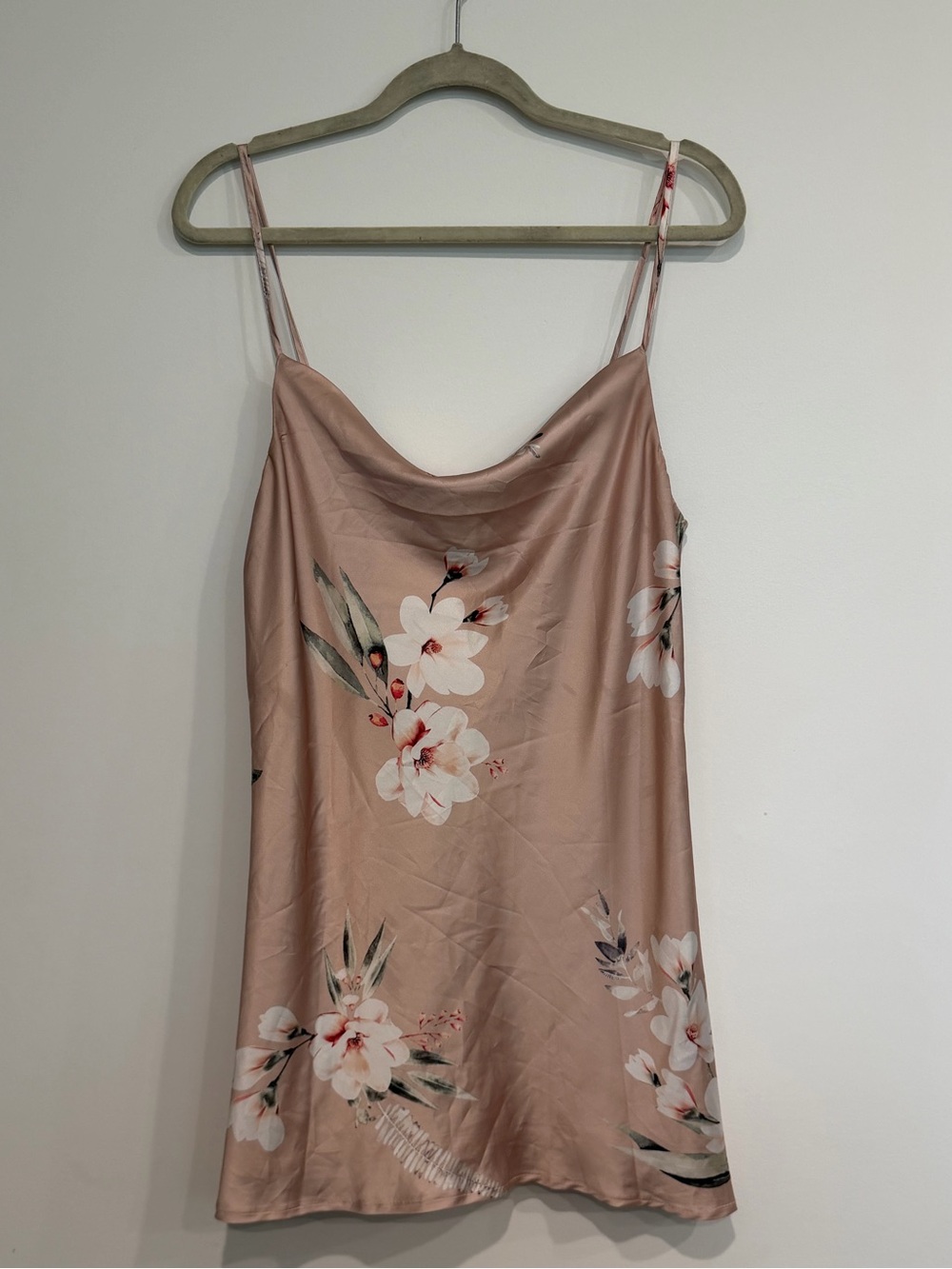 Polly Floral Satin Cowl Neck Mini Slip Dress Size US 4 Blush Pink